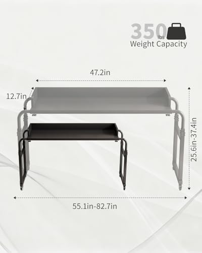 Saifu Overbed Table with Wheels,Adjustable Height & Length Laptop Desk for Bed,King & Queen Size Beds Bed Table,Rolling Standing Desk,Over Bed Table for Working Reading Eating,Black - color: Black
