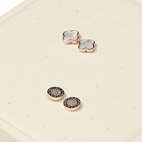 Oirlv Microfiber Jewelry Stud Earring tray Display Tray Earring Display Organizer Tray(Beige) - color: Stud earrings P13406