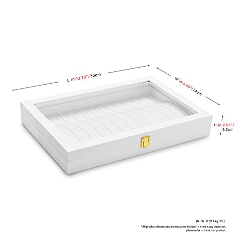 Oirlv White Leather Acrylic Lid Jewelry Necklace Organizer Box Necklace Bracelet Display Holder Case Drawer Insert Women Gift - color: White, size: 13 Slot