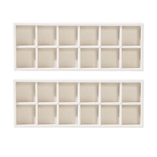 2Pcs Desk Drawer Storage Tray, Nightstand Organizer Tray, Necklace Bracelet Ring Earring Jewelry Display Tray, Grid Table Organizer Holder Tray for Sunglass, Phone, Watch, Perfume (12 grid)/Beige - color: Beige, size: 12 Grid