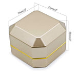 Luxury Ring Box, Square Velvet Wedding Ring Case Jewelry Gift Box with LED Light for Proposal Engagement Wedding, Gold - color: Gold, size: Ring Box