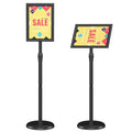 Relx Sign Holder Stand 8.5x11 inch - Adjustable Floor Standing Sign Holder - Signage Stand with Snap-Open Frame Display for Malls,Schools,Restaurants - color: black