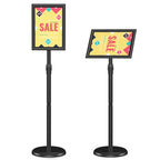 Relx Sign Holder Stand 8.5x11 inch - Adjustable Floor Standing Sign Holder - Signage Stand with Snap-Open Frame Display for Malls,Schools,Restaurants - color: black