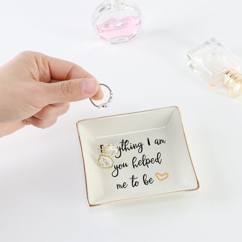 HOME SMILE Everything I Am You Helped Me to Be-Ceramic Ring Dish Jewelry Tray-Mother/Stepmom/Bonus Mom Gifts for Thanksgiving Day Birthday Christmas - style: Bonus Mom