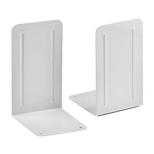 Acrimet Steel Metal Bookends for Shelves, Heavy Duty, for Large Books, 6 7/8" Tall X 4" Wide X 4 1/2" Deep, White Colored, 1 Pair - color: White