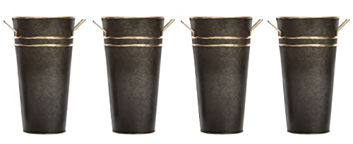 Hosley Set of 4 Metal Vases with Zinc Finish 9 Inch High Ideal Gift for Wedding Special Occasion Home Office Dried Floral Arrangements - color: Zinc2