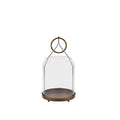 6" Wide Modern Hurricane Candle Holder with Handmade Scandinavian Glass Sleeve in Antique Brass for Pillar Candle & Plants, Hurricane Lantern Industrial, Minimalistic, Shabby Chic (1, Brass, 6"x10")