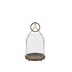 6" Wide Modern Hurricane Candle Holder with Handmade Scandinavian Glass Sleeve in Antique Brass for Pillar Candle & Plants, Hurricane Lantern Industrial, Minimalistic, Shabby Chic (1, Brass, 6"x10")