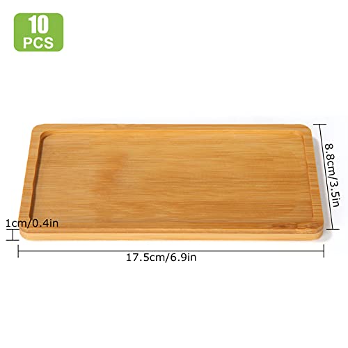 10PCS Mini Bamboo Display Trays - 7"x3.4" Small Decorative Bamboo Trays for Vanity, Plants, Candles, Keys, Soap, Jewelry, Tealight - Not for Serving Heavy Food