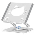 Aoviho Tablet Stand 360° Rotating Aluminum Holder, Adjustable, Portable and Foldable Monitors Stand for iPads, Compatible with 4-12.9" Tablets, Silver - color: Silver