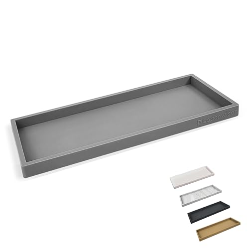 Spacewiser Countertop and Vanity Tray - 11.7" Silicone Bathroom Tray Countertop, Dish Soap Trays for Kitchen Counter, Sink Organizer Caddy Accessories, Toilet Plant Shower Makeup Mat Oil Holder - color: Modern Gray, size: Large 11.7”