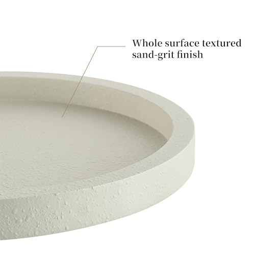 Hanobe Decorative Tray for Coffee Table: Round Ottoman Tray for Living Room 12" Modern Dining Table Organizer Decor Dresser Display Entryway Countertop Cream White