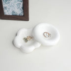White Donut Shape Ring Dish Jewelry Tray Organizer, Ceramic Accent Tray for Vanity, Small Decorative Trinket Dish - size: Donut