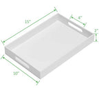 KEVLANG Glossy White Sturdy Acrylic Serving Tray with Handles-10x15Inch-Serving Coffee Appetizer Breakfast Butler-Kitchen Countertop-Makeup Drawer Organizer-Vanity Table Tray-Ottoman Tray - color: Glossy White, size: 15" x 10" x 2"