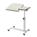 TigerDad Over Bed Table with Wheels Adjustable | Rolling Laptop Table Overbed Desk Hospital Tray Table Sofa Chair Side Table for Home Office (White) - color: White