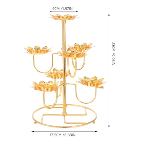 ABOOFAN Lotus Eternal Light Candle Holder Set 9.05In Vintage Brass Tea Light Stand for Buddhist Offering and Home Decor 2-Pack Metal Lotus Flower Candle Holders