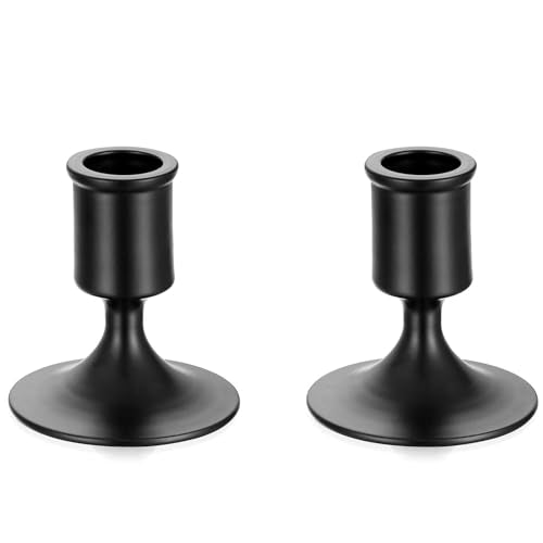 Sziqiqi Candlestick Candle Holders Black - Decorative Candle Holders for Candlesticks Taper Candles for Dinning Coffee Table Fireplace Mantel Home Decorations 2 Pieces - color: Black-style 1, size: 2 Pcs