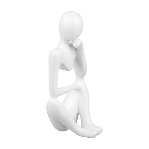 Abstract Thinker Statue | Synthetic Home Accent for Living Room/Office Desk/Bookshelf | Hollow Design Art Sculpture Collectible Present (White Left) - style: White Left