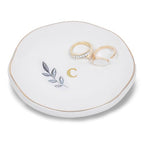 Personalized Ceramic Ring Dish, Initial Jewelry Tray for Rings, Earrings, Necklaces & Bracelets, Gift for Engagements, Birthdays, Holidays, Mom, Sister, Bridesmaid, Bride-to-Be, 4" Ring Plate - color: C