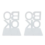 Decorative Bookends Book Ends Books DVDs CD Holder Video Game Organizer for Home Shelves Office School Study Metal Bookends Heavy Duty Non Skid Decorative (White) - size: White