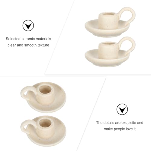 IMIKEYA Set of 2 Ceramic Candle Stands Nordic Design for Home Decor Wedding Banquet