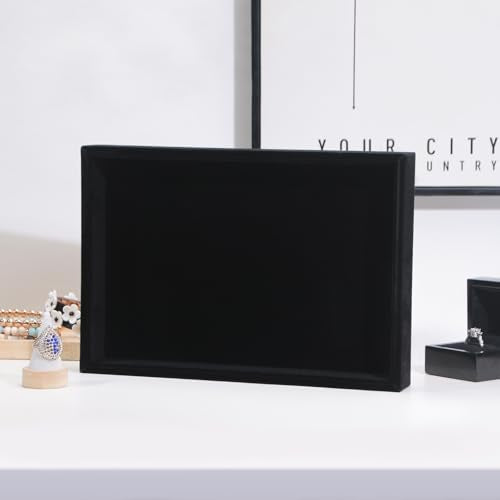 Bedside Organizer Tray, Desktop Storage Tray for Jewelry, Sunglass, Phone, Watch, Perfume,Lipstick, Nightstand Desk-top Catchall, Multi-use Holder Box for Desk Drawer (Black 1Grid) - color: Black Velvet, size: 1 Grid