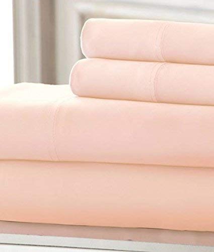 Italian 1500 Thread Count Heavy Soft Egyptian Cotton Sheet Set DEEP Pocket, Queen, Peach Solid, Premium Italian Finish (Features : Fully Elastic Fitted Sheet Fits 7-9" Pocket) - color: Peach ( Solid ), size: Queen Size (Fits 7-9 in Pockets)
