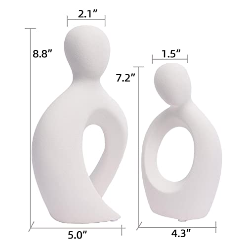 Quoowiit Ceramic Couple Sculptures for Home Decor, Abstract Lover Statue for Shelf, Office, Living Room, Bedroom, Gifts for Anniversary, Valentine's Day, Birthday (White) - color: White