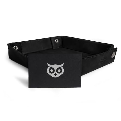 Hide & Drink, Leather Catchall Change Keys Coins Jewels Box Tray Big Storage, Handmade - Charcoal Black - color: Charcoal Black