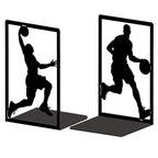 Peacoblue Metal Bookends for Shelves, Modern Decorative Heavy Duty Study Book Ends Stoppers for Office, Desk, Shelf, Room 5.3"x4.3"x7.9" Cast Iron Simple Tall Bookends 1 Pair (Basketball) - style: Basketball