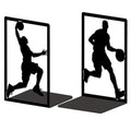 Peacoblue Metal Bookends for Shelves, Modern Decorative Heavy Duty Study Book Ends Stoppers for Office, Desk, Shelf, Room 5.3"x4.3"x7.9" Cast Iron Simple Tall Bookends 1 Pair (Basketball) - style: Basketball