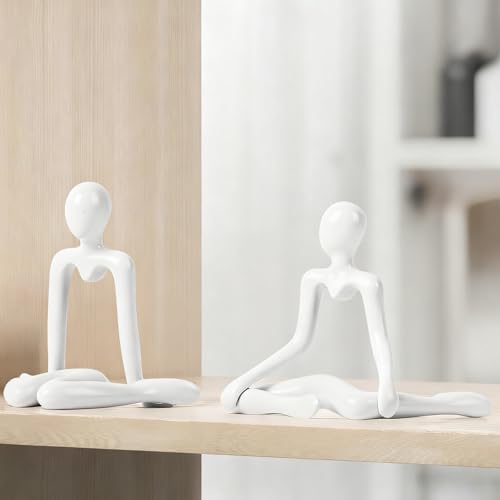 Abstract Thinker Statue, White Minimalist Abstract Sculpture Statue, Modern Art Decoration for Home Office Desk Decoration (White Style B)