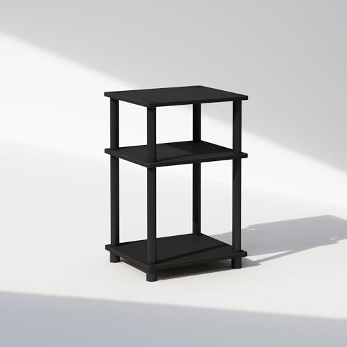 Furinno Just 3-Tier Turn-N-Tube Open Storage Nightstand, 1-Pack, Plastic Poles, Americano/Black - color: Americano/Black, size: 1-Pack, style: 1-Pack