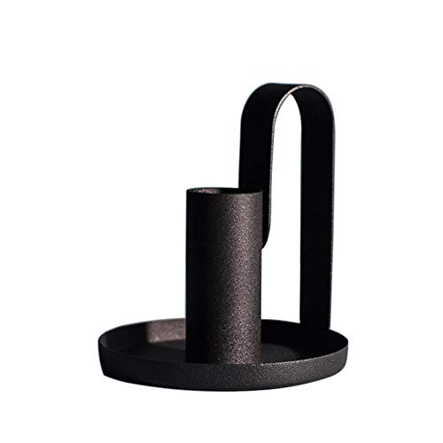 Taper Candle Holders, Candlestick Set of 2, Anti Rust Retro Iron Vintage Candelabra Stand Candlelight Dinner Party Kitchen Home Decoration - color: Black