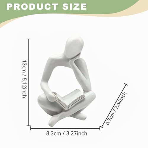 Abstract Sculpture Thinker Statue - Modern Aesthetic Home Decor for Living Room, Office Desk, Bookshelf decor - Minimalist Art Figurine for Shelf Decorations - Gift Idea for Birthday (White Right) - color: White Right