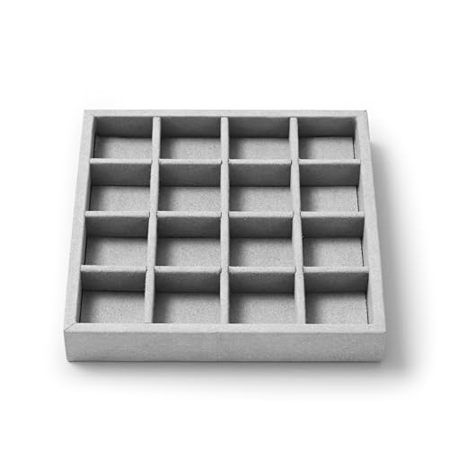 Oirlv Microfiber Stackable 16 Girds Jewelry Tray Multi-Compartment Jewelry Organizer - style: P13515