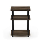 Furinno TURN-N-TUBE Side Table, 3-Tier Square Modern End Table, Open Shelves Nightstand, Night Stand, Bedside Table, Easy Assembly, for Living Room, Bedroom, Columbia Walnut - color: Columbia Walnut/Black, size: 3-Tier With Open Shelves