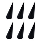 AUEAR, 6 Pack Cone Shape Acrylic Solid Ring Display for Jewelry Showcase Stand (Black) - color: Black, size: 6 Pack