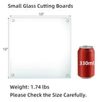 Hacaroa Set of 4 Tempered Glass Cutting Board, 10"x10" Small Square Chopping Board with Rubber Feet, Non-slip Placemat Tray for Kitchen Countertop, Shatter-Resistant, Clear
