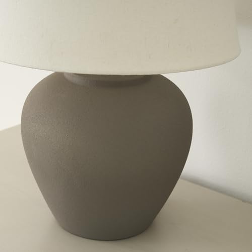 Nourison Home 20" Brown Matte Ceramic Table Lamp with Fabric Shade, Bedside Nightstand Lamp for Bedroom, Living Room, Entryway - color: Brown