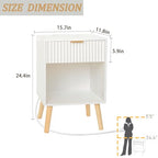 Fultyle White Nightstand with Charging Station, Mid Century Modern Bedside Table with Drawers and Outlet,Side Tables Living Room, Wooden Night Stand for Bedroom, Office (White) - color: White With Charging Station