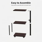 360° Swivel Side Table with Storage, Height Adjustable, Smooth-Rolling Wheels, C-Shaped End Table for Couch/Sofa, Recliner, Living Room, Black Walnut-Look - color: Black Walnut - Look