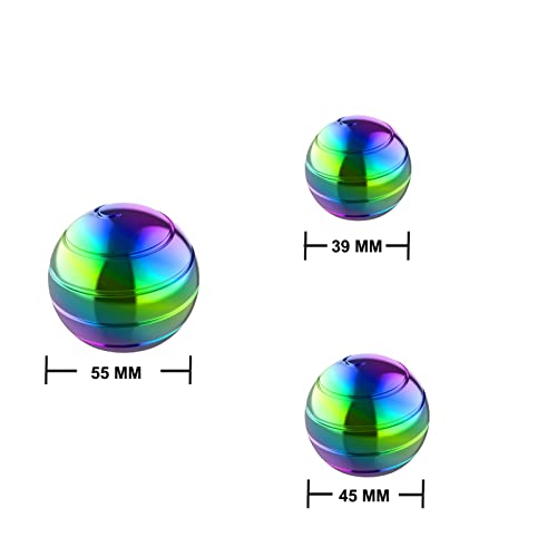 Kinetic Spinning Desk Toy Ball, 1.54'' Fidget Toys Ball for Adults Anxiety ADHD, Optical Illusion Toys for Christmas Birthday (39MM, Rainbow) - color: Rainbow