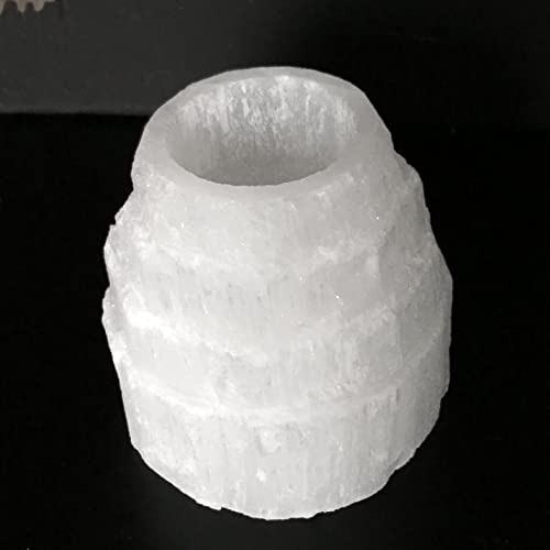 Selenite Tower Stone Candle Holder White Natural Crystal Light (1pc) Stone Tealight Votive Candle Holders - Handmade by mmCrystals™