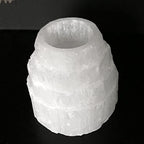 Selenite Tower Stone Candle Holder White Natural Crystal Light (1pc) Stone Tealight Votive Candle Holders - Handmade by mmCrystals™