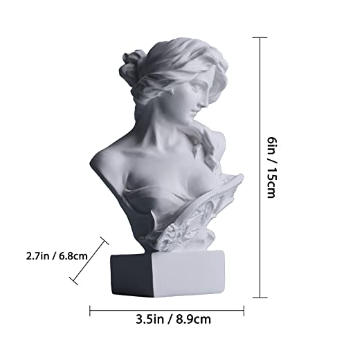 6" H Greek Mythology Bust Statue Decor,Artemis Statues Roman Goddess Figurines,Used for Sketch Practice Aesthetics Statues and Sculptures and Indoor Filling Space for Living Room, Bedroom and Study - color: White, size: Small