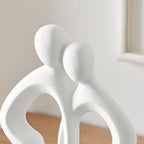 Danya B Hans White Abstract Embrace Couple Decorative Accent Matte Ceramic Sculpture Figure Set