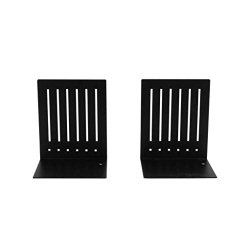 Spectrum Heavy Bookends for Book Shelves Cookbooks Vinyl Records, No Skid Heavy Duty Metal Decorative Book Stopper Sturdy Steel Holder for Home Office Large Bookends for Heavy Books, Black - color: Black
