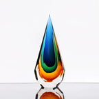 Yao Yuan Handmade Murano Glass Art Decor Sculpture - Unique Hand-Cut Cube Paperweight for Home Décor - size: 12.2in