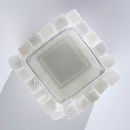 Natural Selenite Candle Holder for Tea Lights Irregularly Arranged Selenite Wand Candlesticks - Elegant Home Decor (Square Candle Holder)